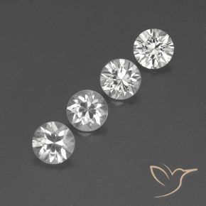 Gemas de Circón Blanco claro natural de 4.44 ct, Redondo, VVS-VS