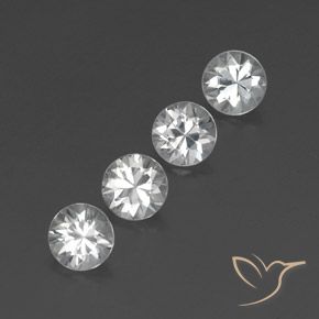 Gemas de Circón Blanco claro natural de 4.49 ct, Redondo, VVS-VS