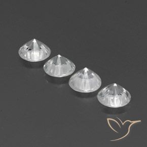 Gemas de Circón Blanco claro natural de 4.18 ct, Redondo, VVS-VS