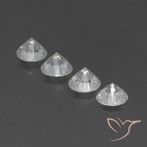 Gemas de Circón Blanco claro natural de 4.71 ct, Redondo, VVS-VS