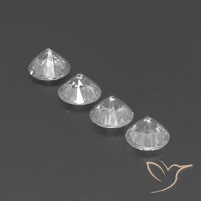 Gemas de Circón Blanco claro natural de 4.55 ct, Redondo, VVS-VS