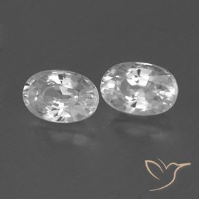 Gemas de Circón Blanco claro natural de 1.66 ct, Ovalada, VVS