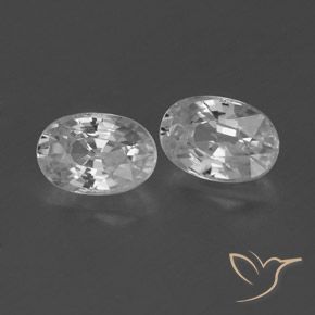 Gemas de Circón Blanco claro natural de 1.62 ct, Ovalada, VVS