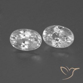Gemas de Circón Blanco claro natural de 1.77 ct, Ovalada, VVS