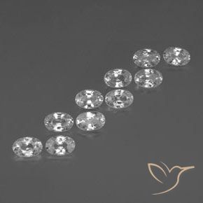 Gemas de Circón Blanco claro natural de 7.70 ct, Ovalada, VVS-VS