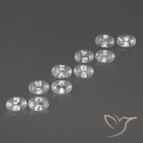 Gemas de Circón Blanco claro natural de 7.86 ct, Ovalada, VVS-VS