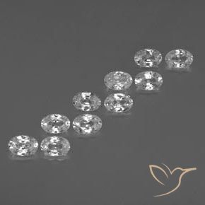 Gemas de Circón Blanco claro natural de 7.39 ct, Ovalada, VVS-VS