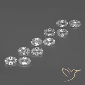 Gemas de Circón Blanco claro natural de 6.81 ct, Ovalada, VVS-VS