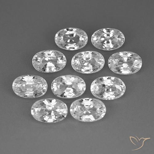 Gemas de Circón Blanco claro natural de 8.03 ct, Ovalada, VVS-VS
