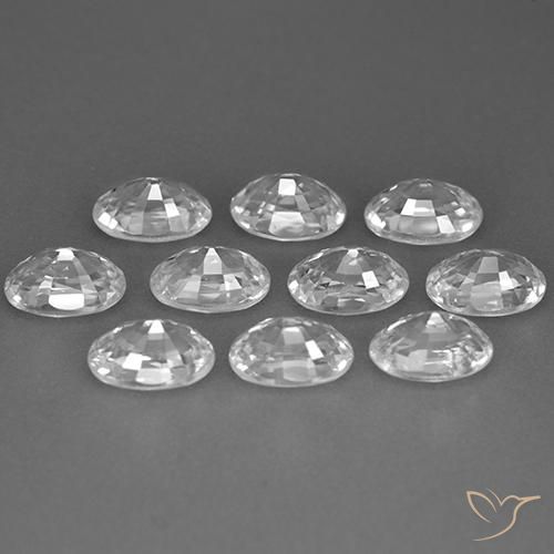 Gemas de Circón Blanco claro natural de 8.03 ct, Ovalada, VVS-VS