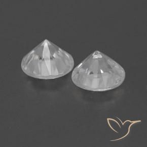 Gemas de Circón Blanco natural de 0.00 ct, Redondo, VVS-VS