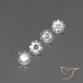 Gemas de Circón Blanco natural de 3.84 ct, Redondo, VVS-VS
