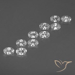 Gemas de Circón Blanco natural de 7.67 ct, Ovalada, VVS-VS