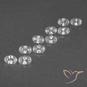 Gemas de Circón Blanco natural de 8.67 ct, Ovalada, VVS-VS