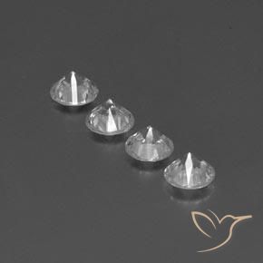 Gemas de Circón Blanco natural de 3.98 ct, Redondo, VVS-VS