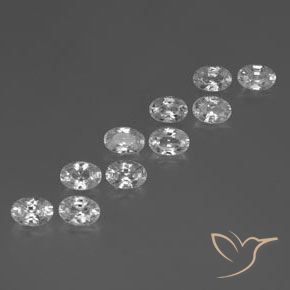 Gemas de Circón Blanco natural de 7.61 ct, Ovalada, VVS-VS