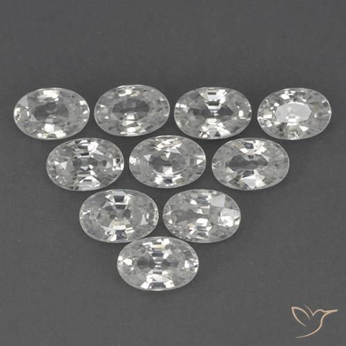 Gemas de Circón Blanco claro natural de 7.21 ct, Ovalada, VVS-VS