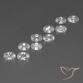Gemas de Circón Blanco natural de 7.73 ct, Ovalada, VVS-VS