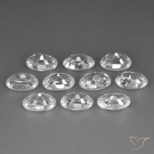 Gemas de Circón Blanco natural de 7.43 ct, Ovalada, VVS-VS