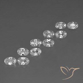 Gemas de Circón Blanco natural de 7.41 ct, Ovalada, VVS-VS