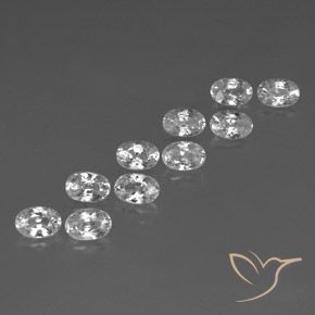 Gemas de Circón Blanco natural de 7.67 ct, Ovalada, VVS-VS