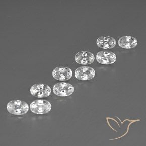Gemas de Circón Blanco natural de 8.84 ct, Ovalada, VVS-VS