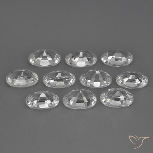 Gemas de Circón Blanco natural de 7.54 ct, Ovalada, VVS-VS