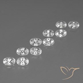 Gemas de Circón Blanco natural de 8.67 ct, Ovalada, VVS-VS