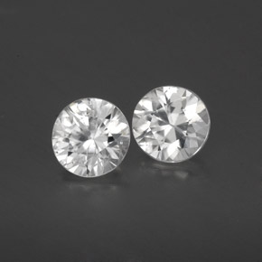 Gemas de circón blanco natural de 1,75 ct, corte redondo, VS