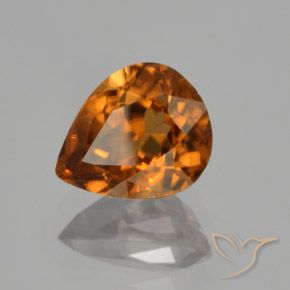 Circón Naranja oscuro medio natural de 1.79 ct, En forma de pera, VVS-VS