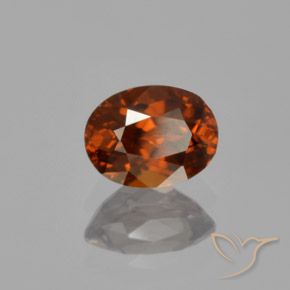 Circón Naranja rojizo natural de 1.22 ct, Ovalada, VVS