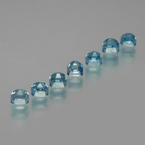 Gemas de circón azul natural de  ct, corte esmeralda, VS