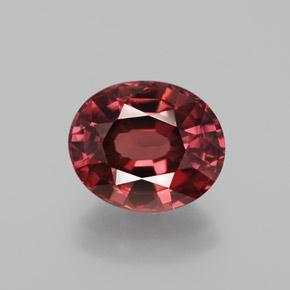 Circón rojo natural de 2,65 ct, corte óvalo, VVS