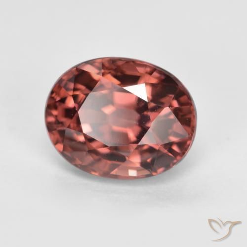 Circón Rojo oscuro medio natural de 2.92 ct, Ovalada, VS