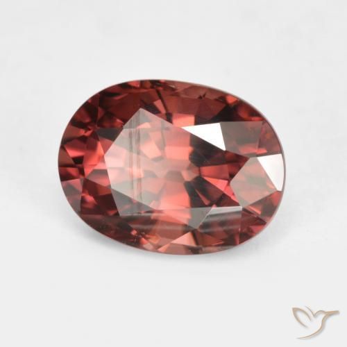 Circón Rojo merlot natural de 2.96 ct, Ovalada, VS