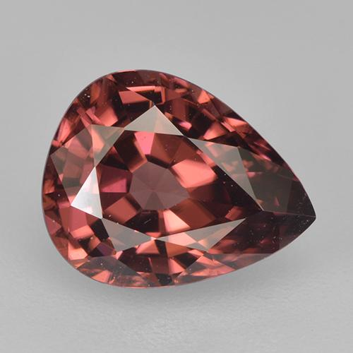 Circón rojo natural de 2,75 ct, en forma de pera, VVS