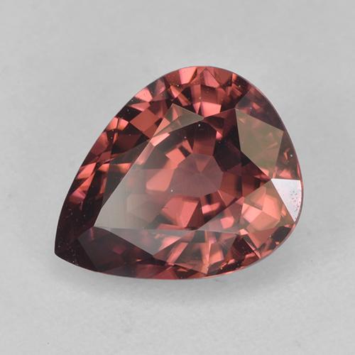 Circón rojo natural de 2,75 ct, en forma de pera, VVS