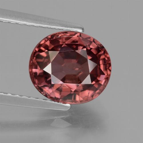 Circón rojo natural de 3,63 ct, corte óvalo, VS