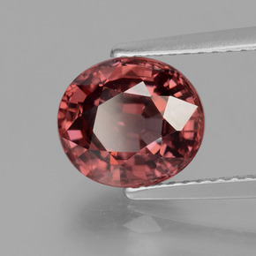 Circón rojo natural de 3,63 ct, corte óvalo, VS