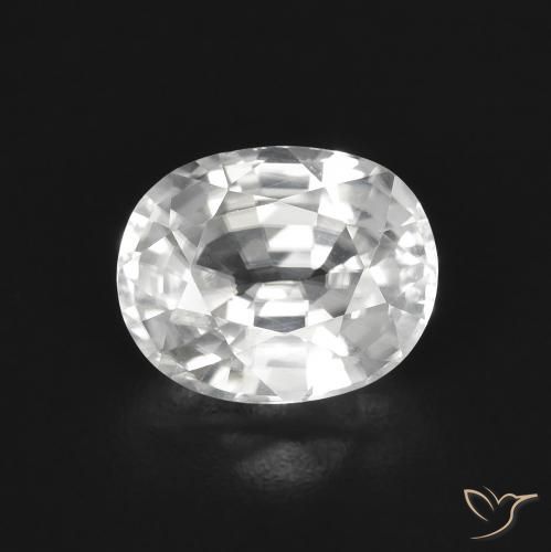3.04ct Natural Blanco Circón, Ovalada, VVS-VS