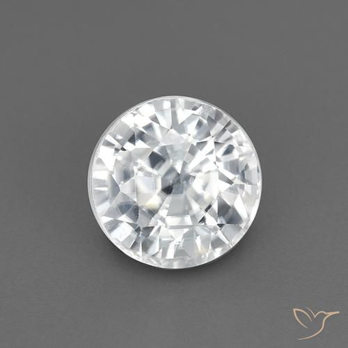 2.28ct Natural Blanco Circón, Redondo, VVS-VS