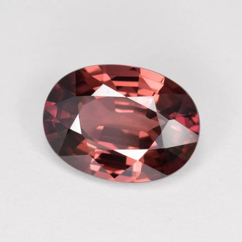 Circón rojo natural de 3,46 ct, corte óvalo, VVS