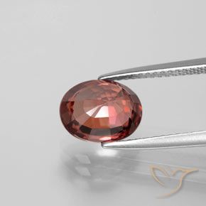 Circón Rojo oscuro medio natural de 3.44 ct, Ovalada, VVS-VS
