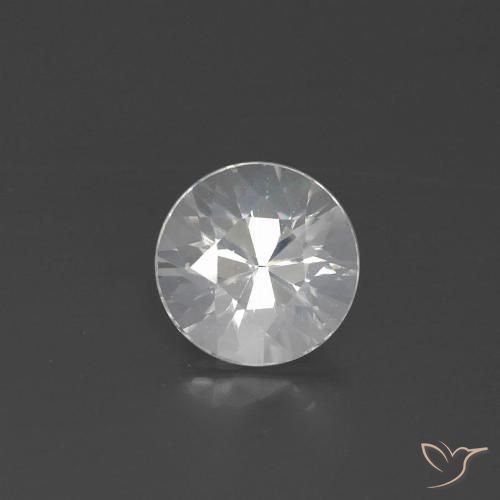 2.10ct Natural Blanco Circón, Redondo, VVS-VS