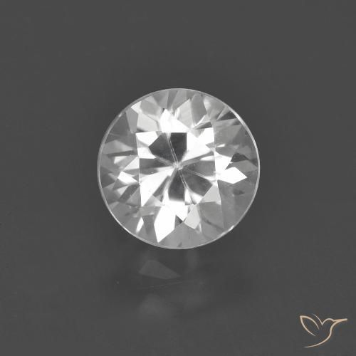 1.56ct Natural Blanco Circón, Redondo, VVS-VS