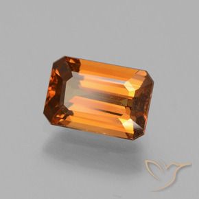 Circón Naranja oscuro natural de 1.44 ct, Corte Octágono / Esmeralda, VVS-VS