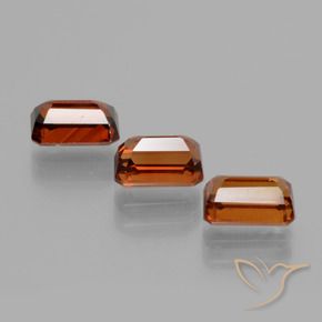 Gemas de Circón Naranja oscuro medio natural de 3.28 ct, Corte Octágono / Esmeralda, VVS-VS