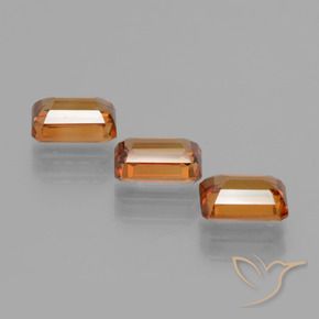 Gemas de Circón Naranja oscuro natural de 3.19 ct, Corte Octágono / Esmeralda, VS