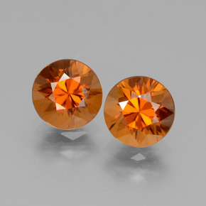 Gemas de Circón Naranja medio natural de 3.88 ct, Corte Redondo, VVS