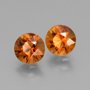 Gemas de Circón Naranja medio natural de 3.88 ct, Corte Redondo, VVS